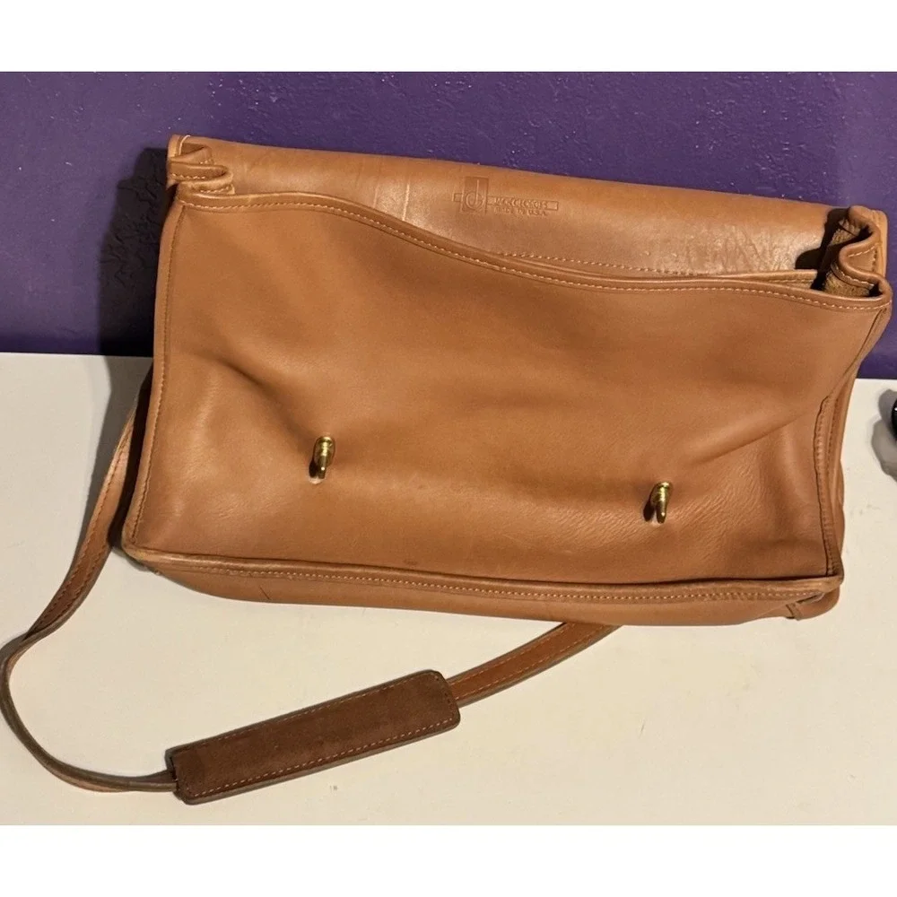 Jack Georges Turnlock Leather Briefcase Lawyers Brown Briefbag Key Laptop Coach